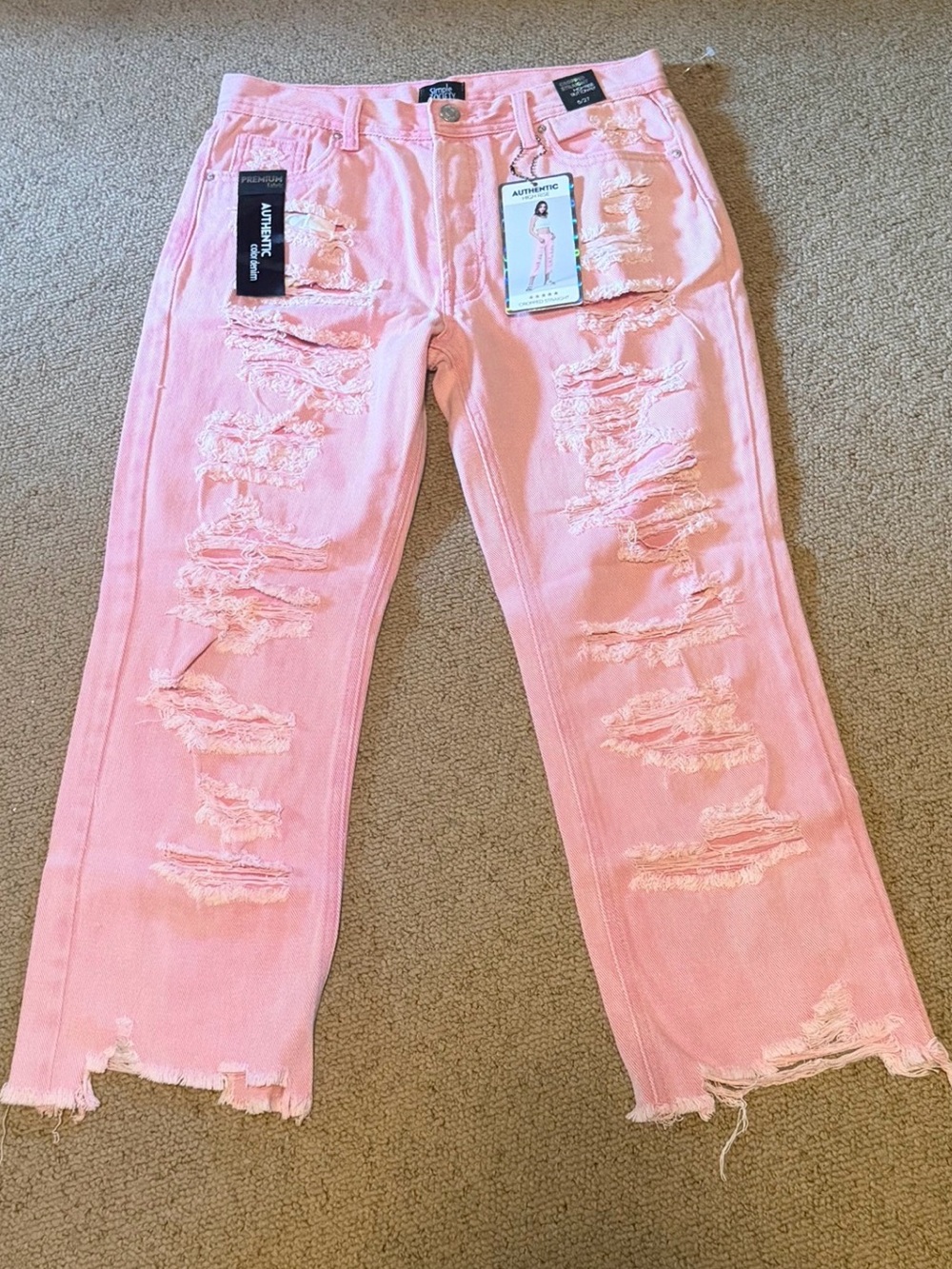 Simple Society Authentic Pink Distressed Women's Jeans